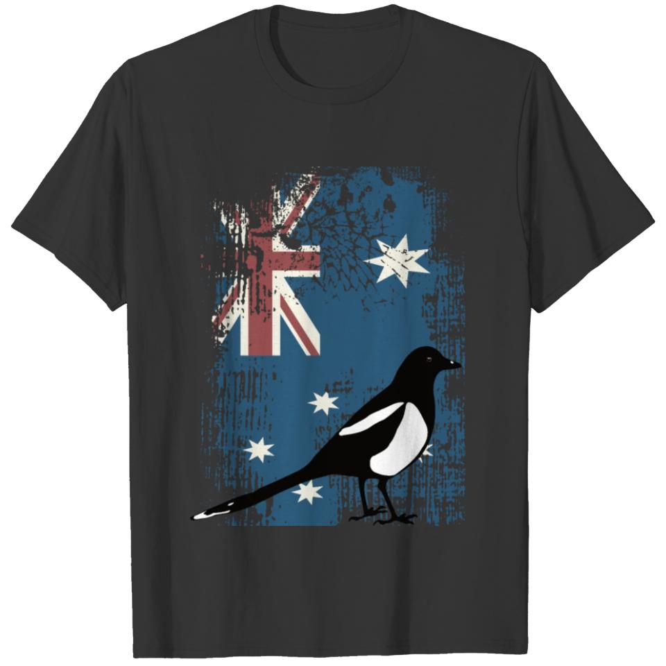 Australian Flag Magpie Funny Tshirt Patriotic T-shirt
