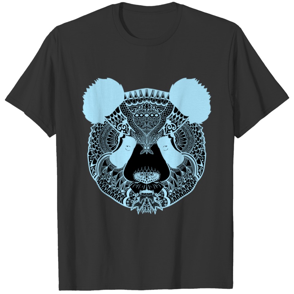 Mystic Panda Bear Face in Light Blue T-shirt