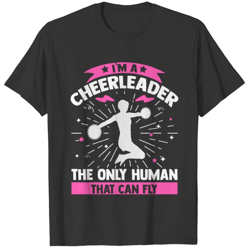 Cheerleader Girls Flying Fly Pompoms Cheering T-shirt