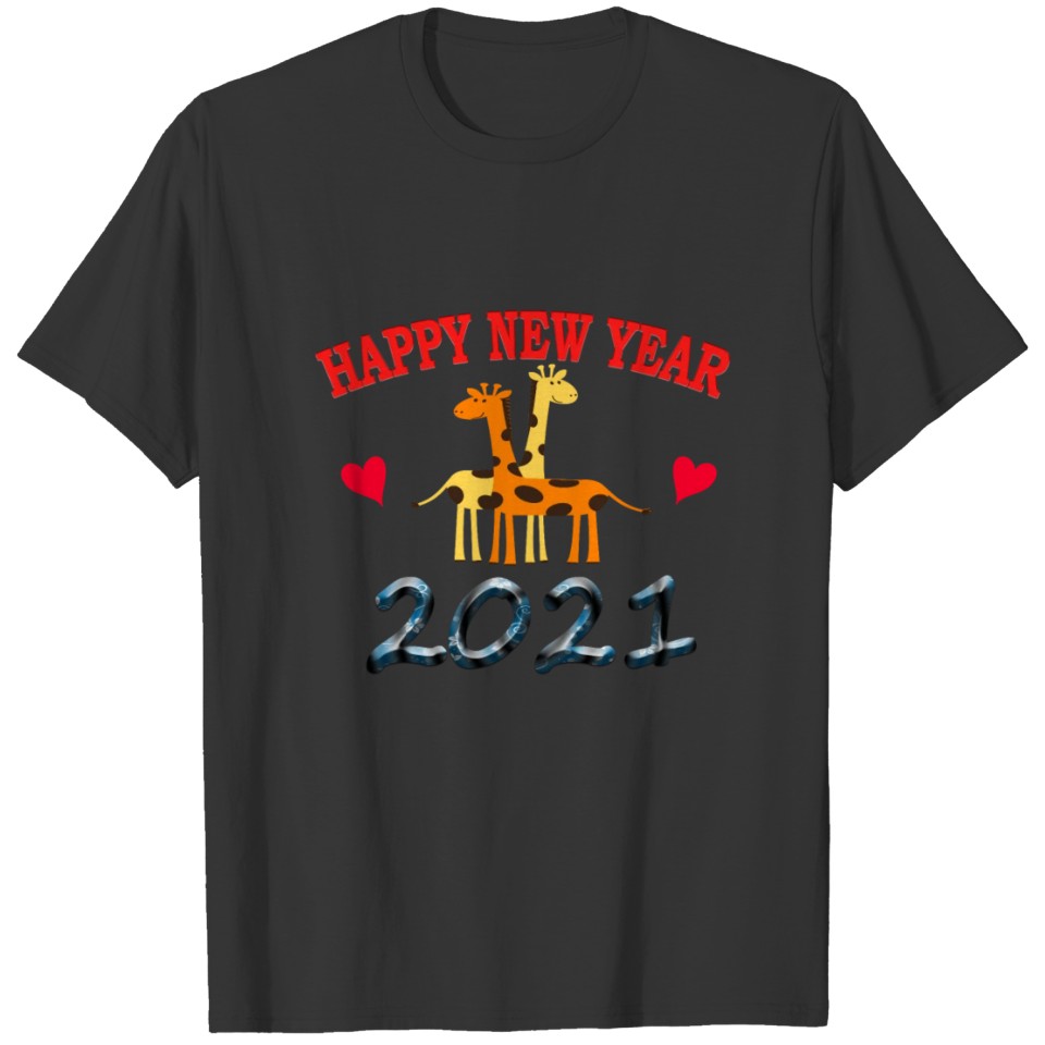 happy new year giraffe lovers 2021 T-shirt