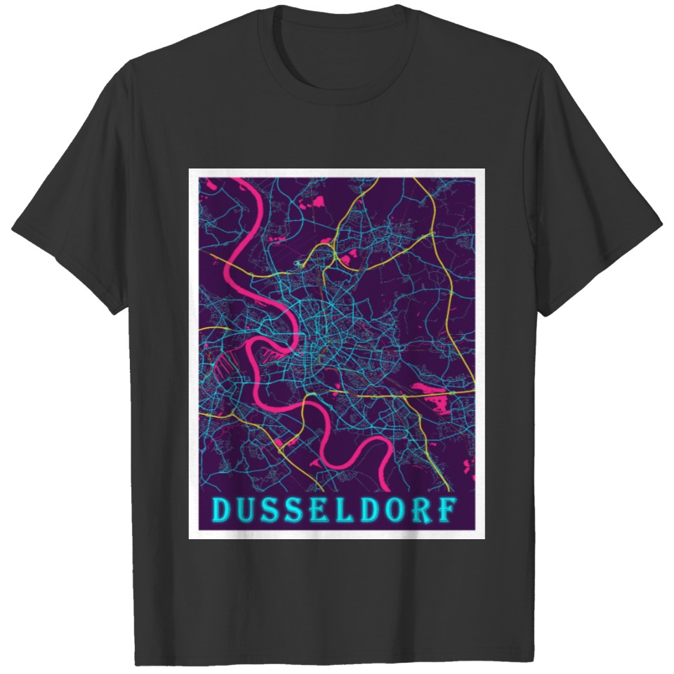DUSSELDORF Neon City Map T-shirt