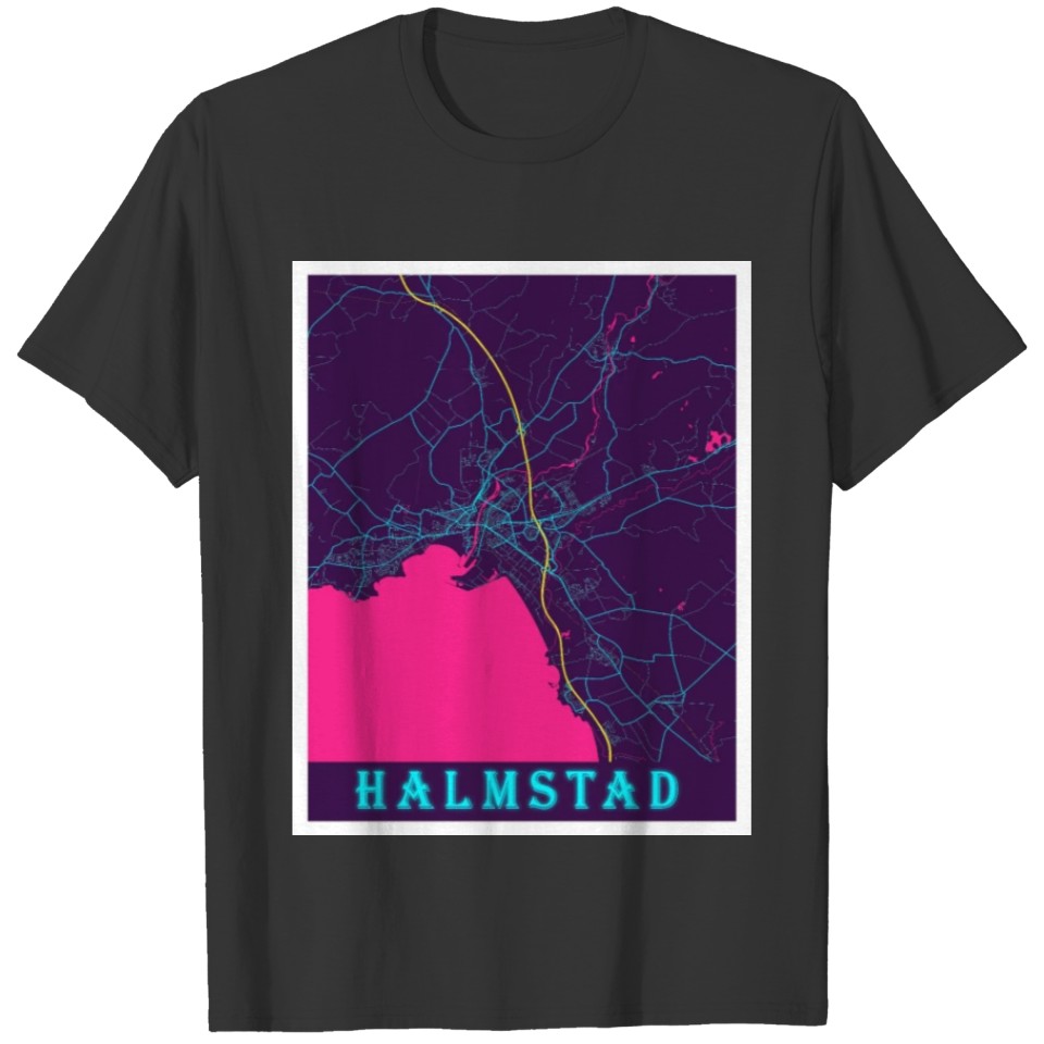 HALMSTAD Neon City Map T-shirt