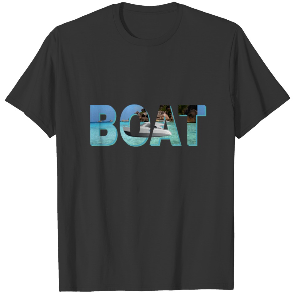 Font Boat With Ocean And Yacht T Shirts