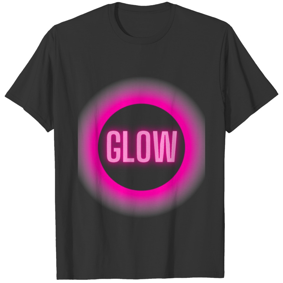 Pink Glowing Circle with Glow Text T-shirt