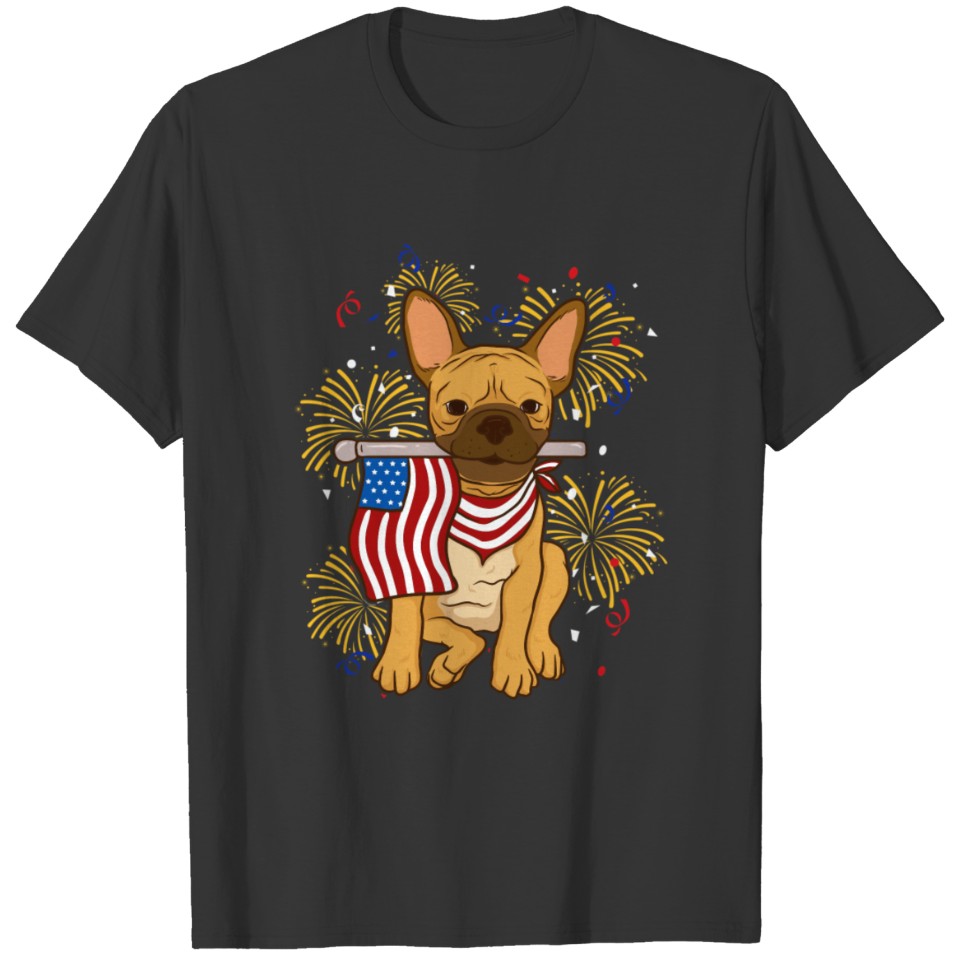 Frenchie Lovers Mom Dad Patriotic American Usa Fl T Shirts