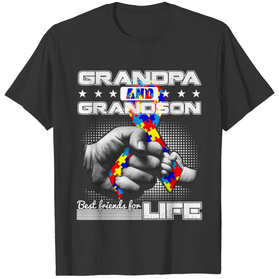 Grandpa Grandson Friends Autism Awareness Life T-shirt