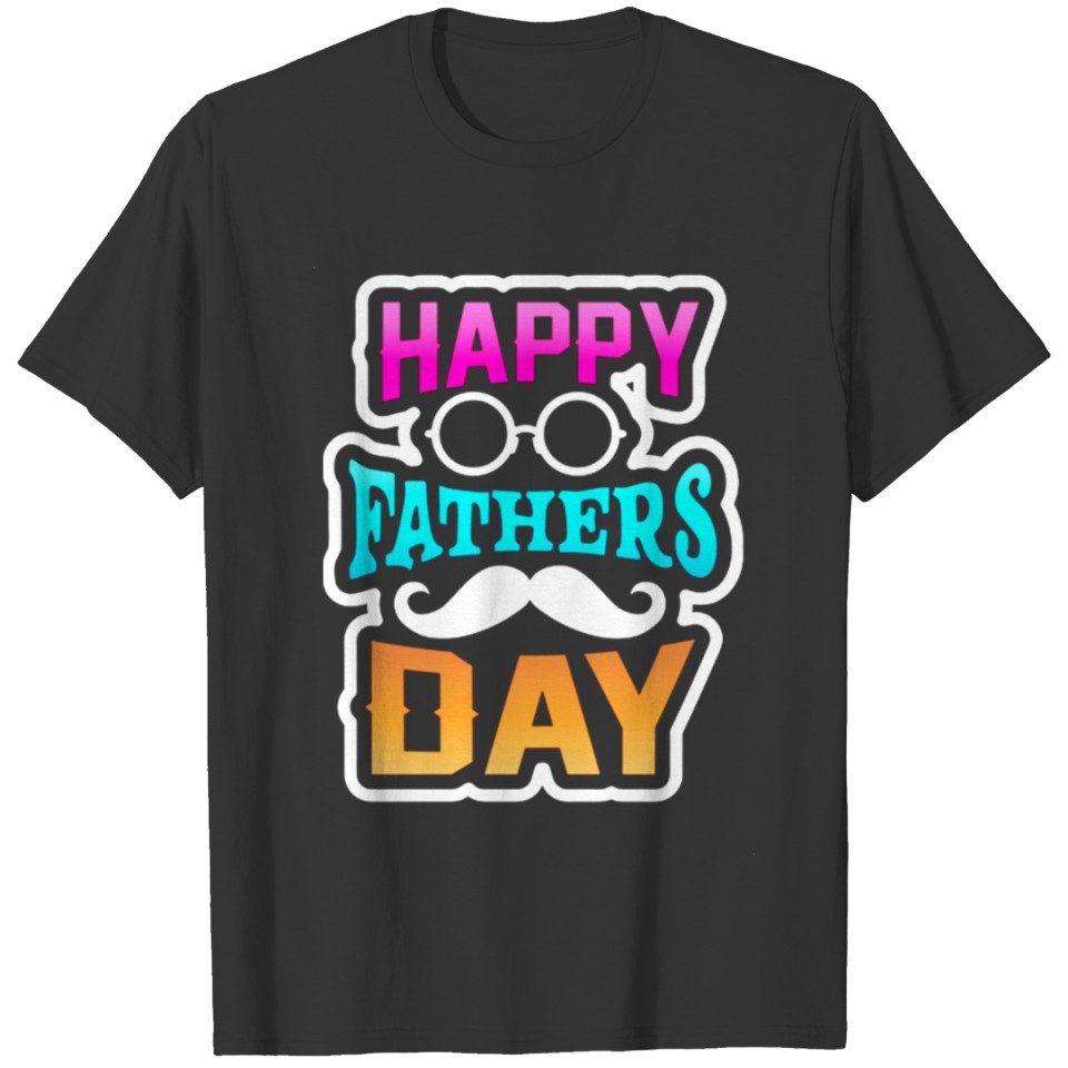 Happy Father Day Old Man Moustache Cute Colorful L T-shirt