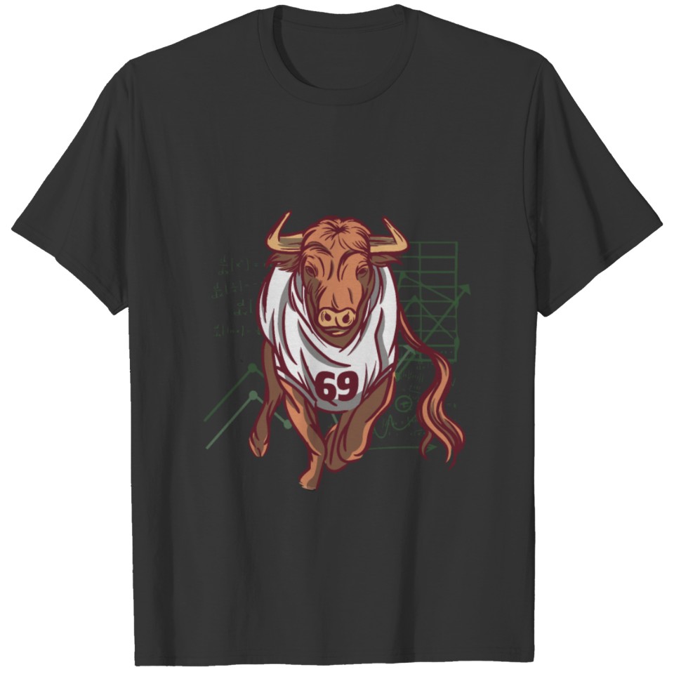 Stock market bull running with 69 shirt T-shirt