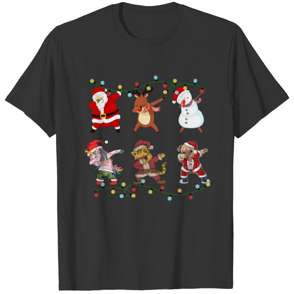Funny Dabbing Santa Claus Friends Christmas T-shirt