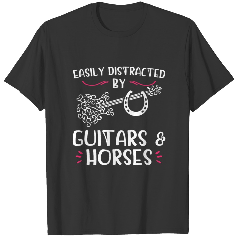 Easily Distracted By Guitars & Horses Riding T-shirt