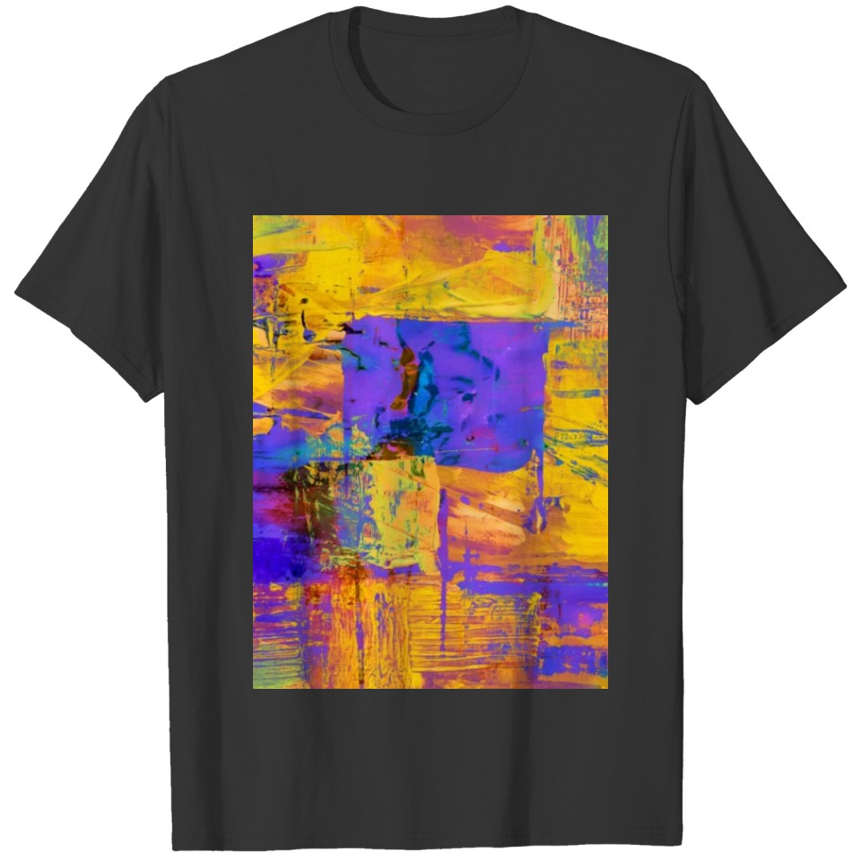 Yellow Blue and Green Abstract Painting T Shirts