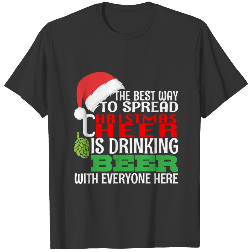 Funny Christmas Cheer Beer Drinking Holiday Spirit T-shirt