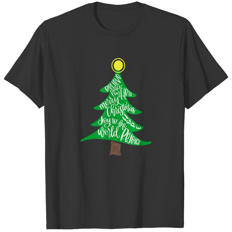 Merry Christmas Tree Typography Gift for Men Women T Shirts