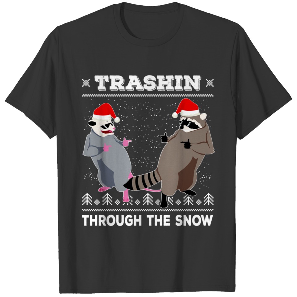 Trashin Through The Snow Garbage Gang Opossum Racc T-shirt