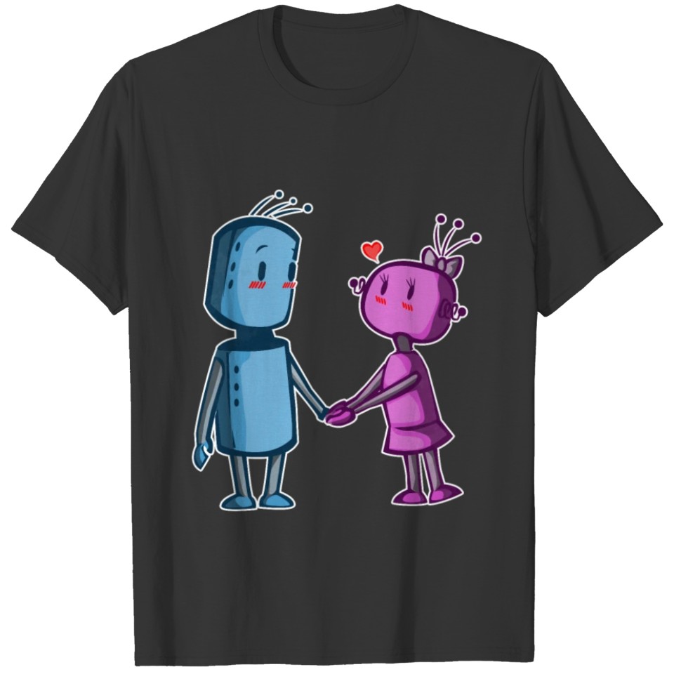 Cute Robot Love Nerd Heart Valentines Day Gift T-shirt