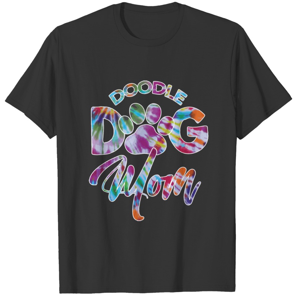 Tie Dye Doodle Dog Mom Retro Paw Print Labradoodle T Shirts