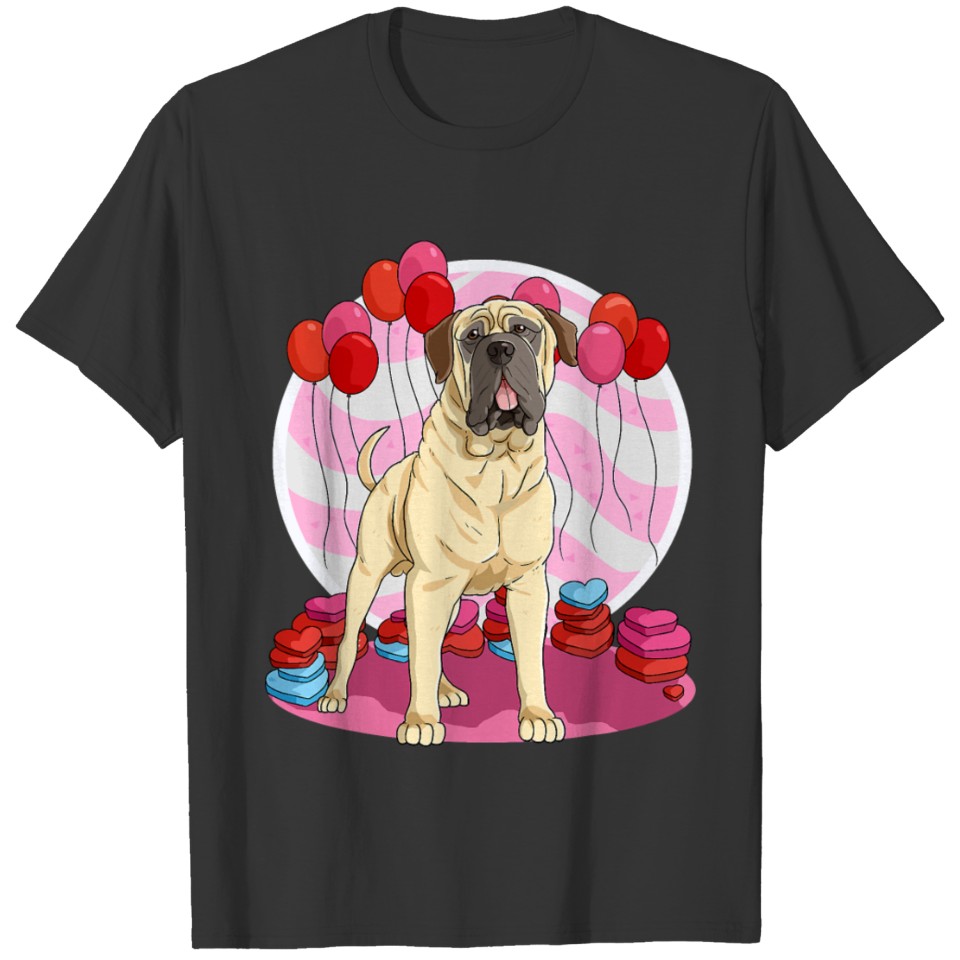 English Mastiff Dog Heart Valentine Day Decor Gift T Shirts