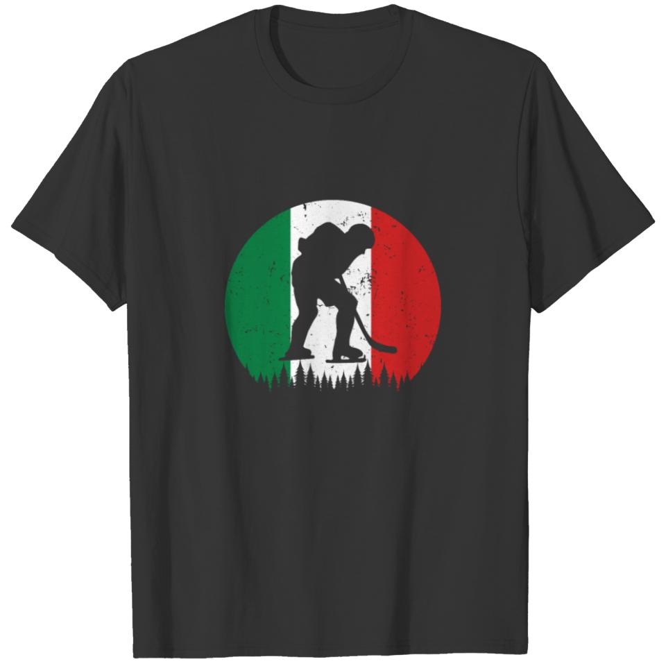 Ice Hockey Italy IT Winter Sports Nation Flag T-shirt