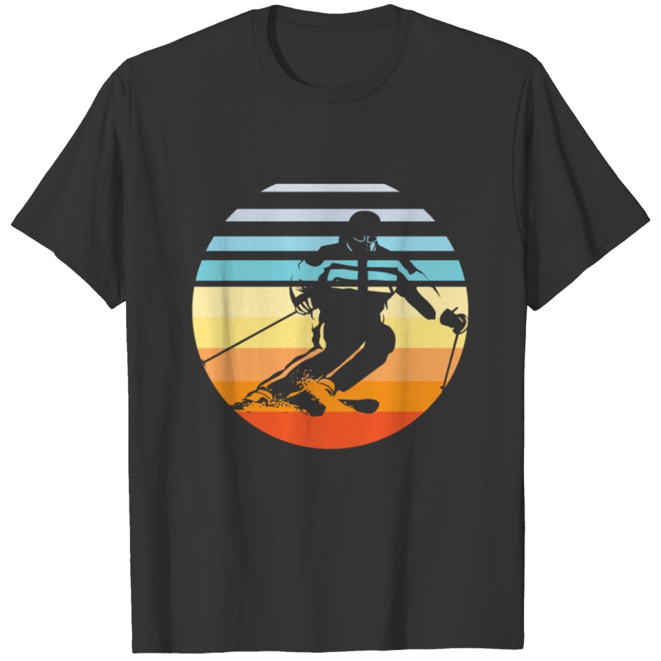 Retro Vintage Snow 80s Ski Sunset T-shirt