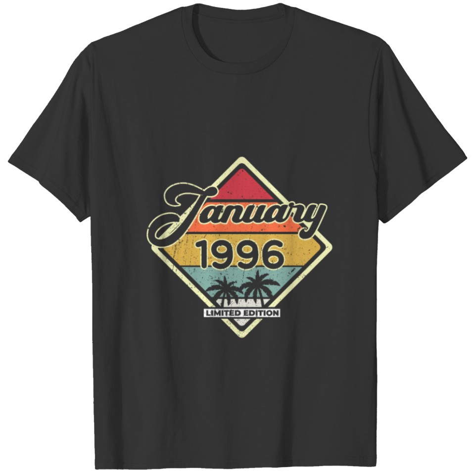 Vintage January 25 Year 1996 25th Birthday Gift T-shirt