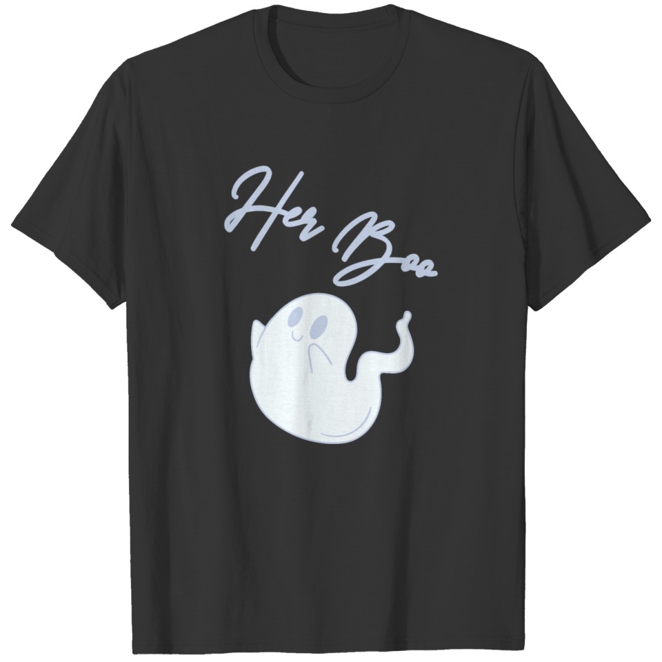 Her Boo Cute Ghost Halloween Couples Matching T Shirts