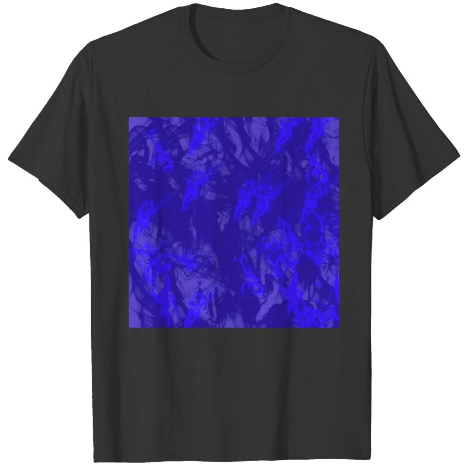 Smoke pattern simple blue stylish T-shirt