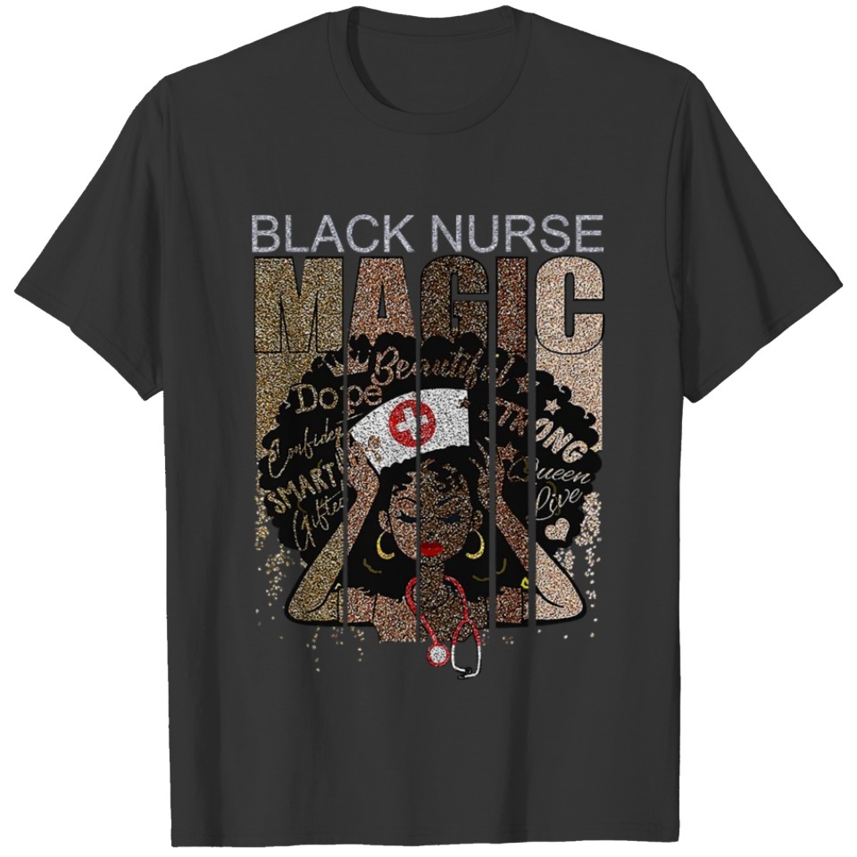 Black Nurse Natural Hair Afro for African American T Shirts