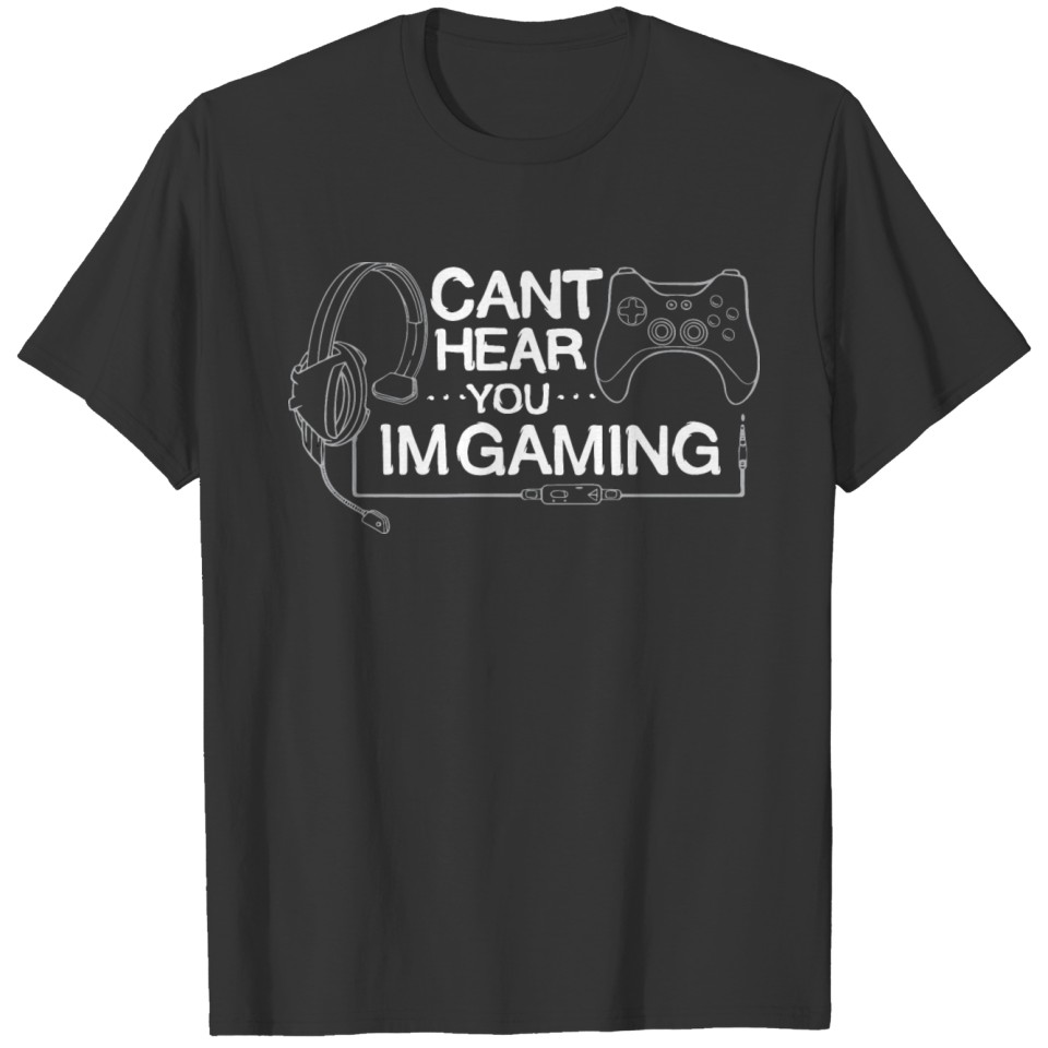 Gamer design headphones and joystick T-shirt