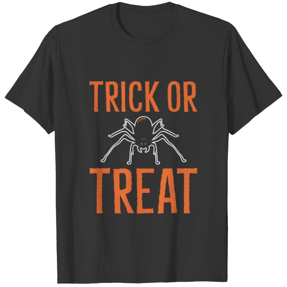 Trick Or Treat Spider Halloween Horror Quote Retro T-shirt