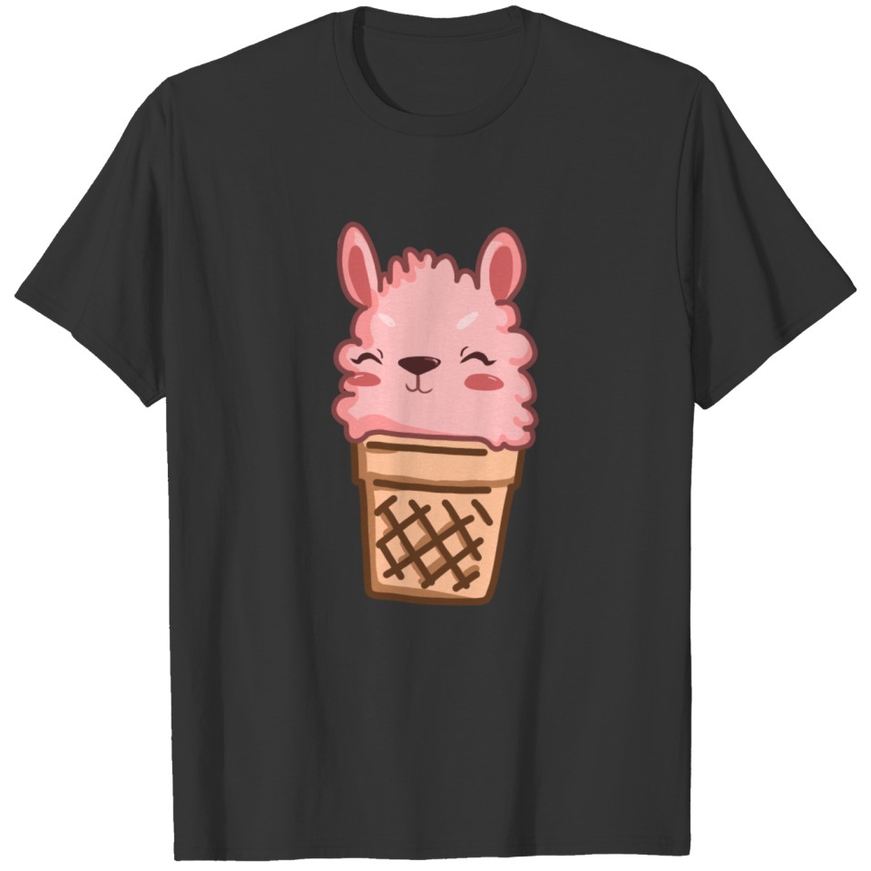 Llama Ice Cream Design T Shirts