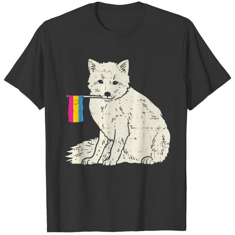 Snow Fox Pansexual Pride Flag Pan LGBT Animal Love T-shirt