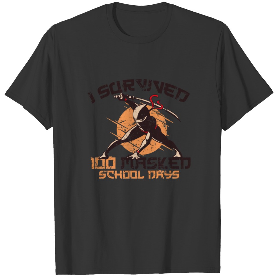 I Survived 100th Masked School Day Cool Ninja T-shirt