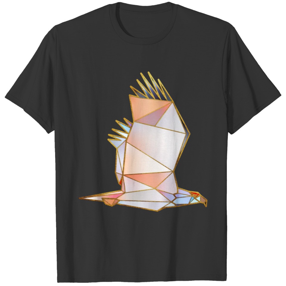 Flying Eagle Geometric Gold Lines T-shirt
