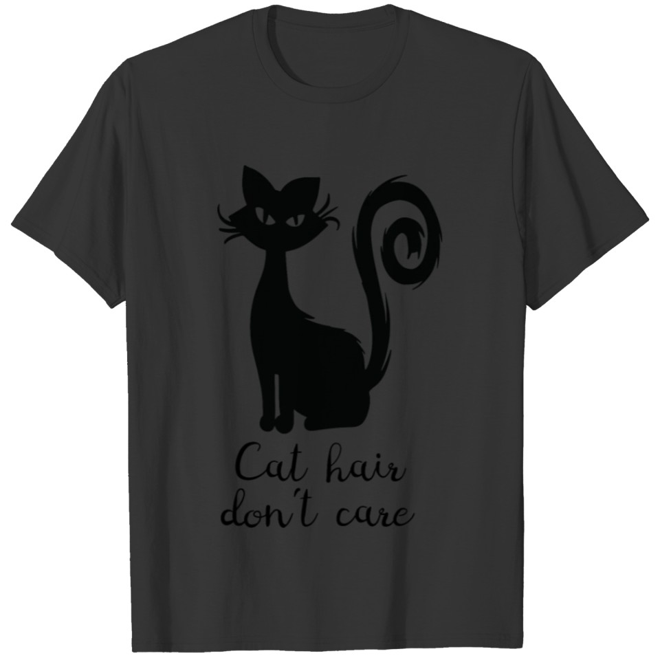 Cute Black Cat Hair Don't Care Funny Halloween T-shirt
