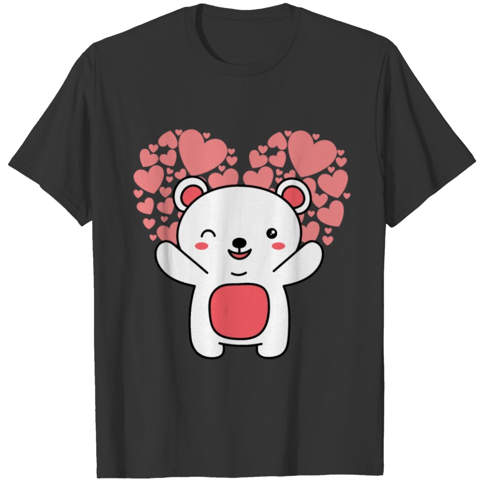 Valentine teddy with love hearts T-shirt