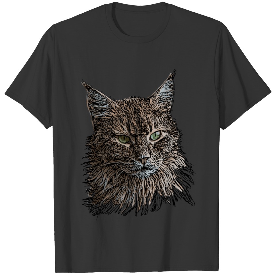 cat head illustration T-shirt