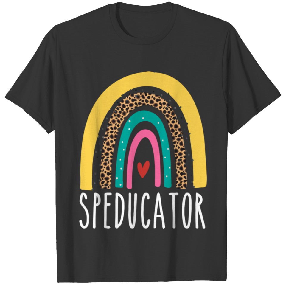 Speducator Teacher Cute Rainbow Heart Special Educ T Shirts