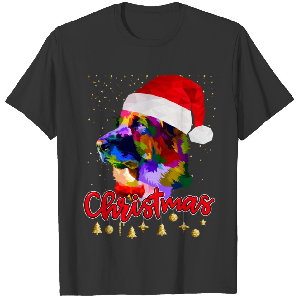 Christmas German Shepherd Dog Pop Art Christmas Pa T Shirts