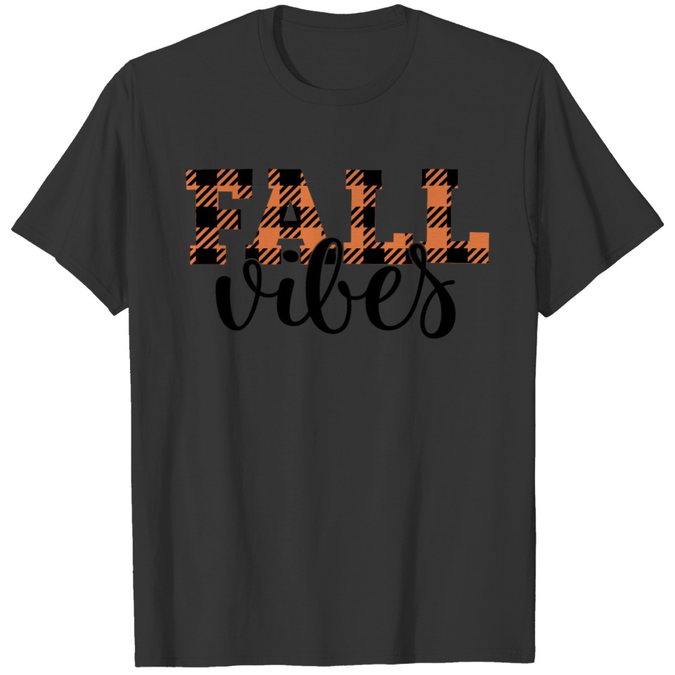Fall Vibes Plaid design T-shirt