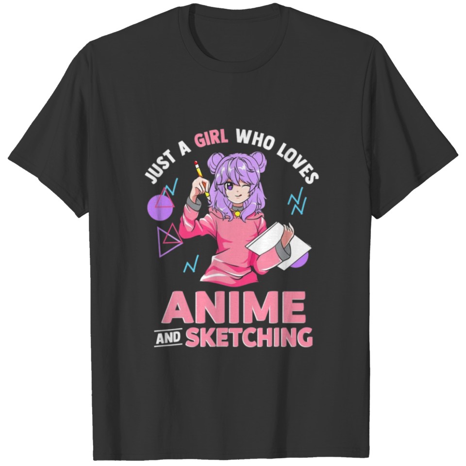 Just A Girl Who Loves Anime And Sketching Drawing T-shirt