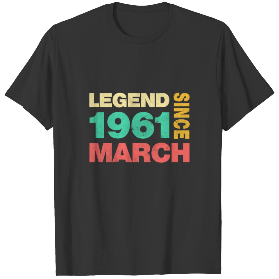 60th Birthday March Gift Vintage 1961 60 Years T Shirts