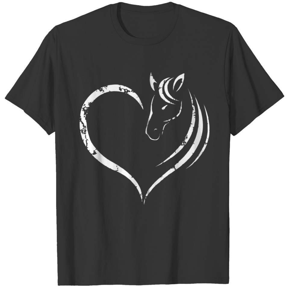Horse Head Inside Heart Women Ladies Girls Teens T-shirt