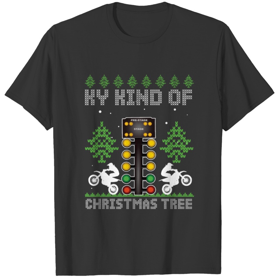 Christmas Tree Ugly Xmas Biker Motocross Bike Gift T Shirts