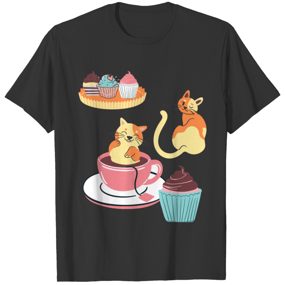 chat cupcake sweet happy cub kittens tea party T Shirts