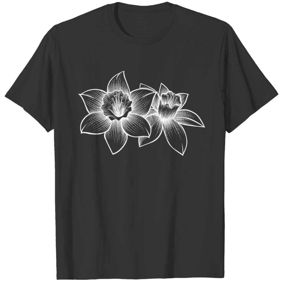 Black and White Plant Artwork Flower Sketch T Shirts