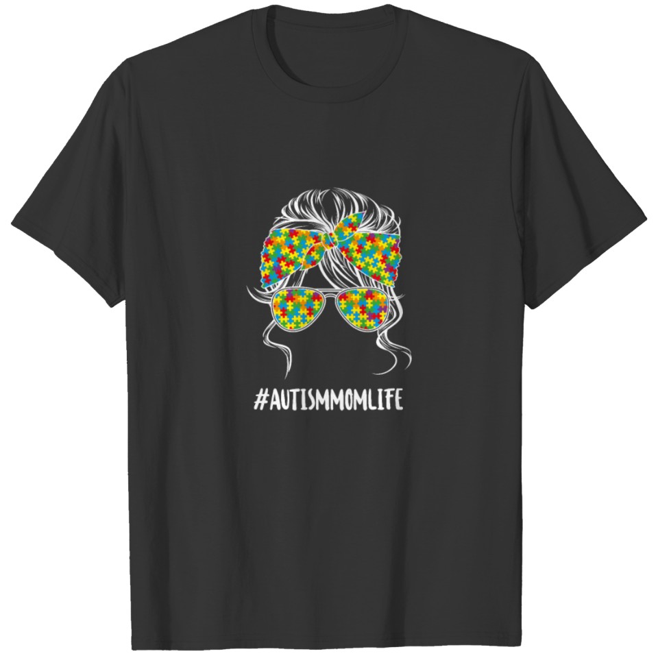 Autism Mom Life, Puzzle Piece Autism Awareness T-shirt