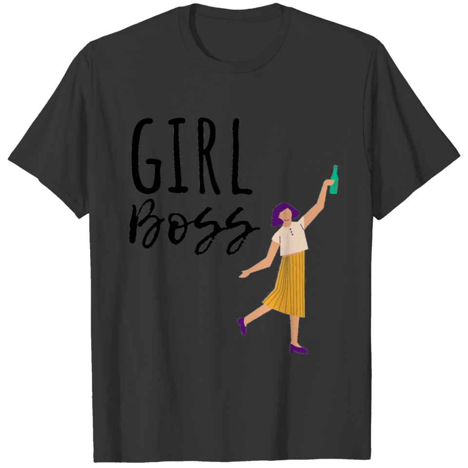 GIRL BOSS, Funny Graphic with a Boss Woman Raising T-shirt