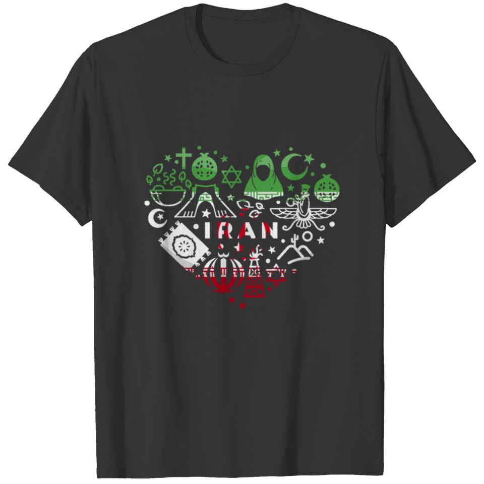 I Love Iran Funny Iranian Country Flag Heart Gift T-shirt
