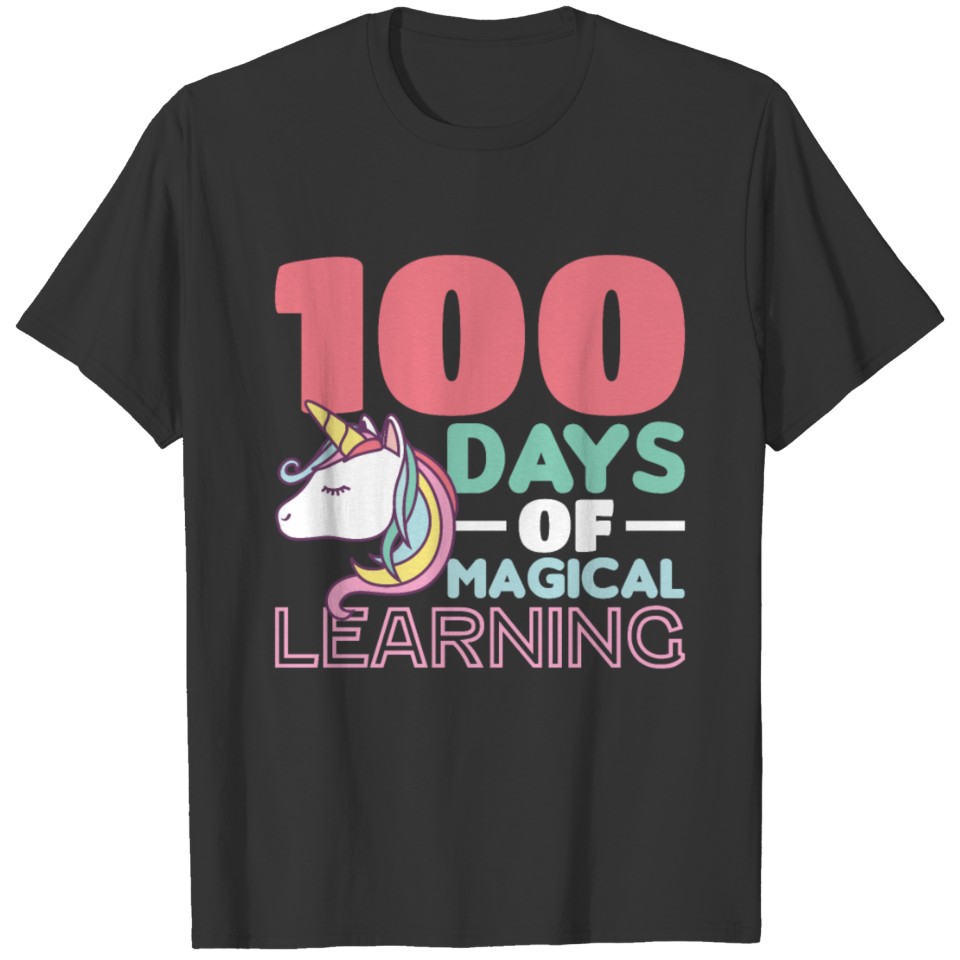 100th Day of School Education Unicorn Design T-shirt