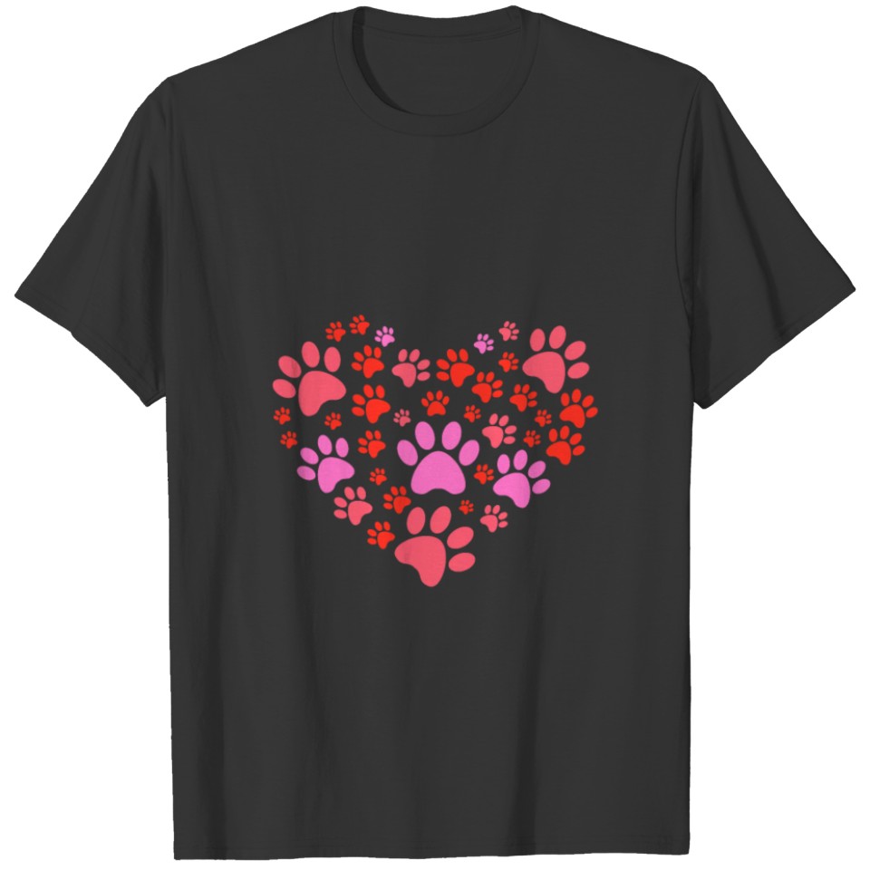 Paws Print Heart Shape Dog Owner T-shirt